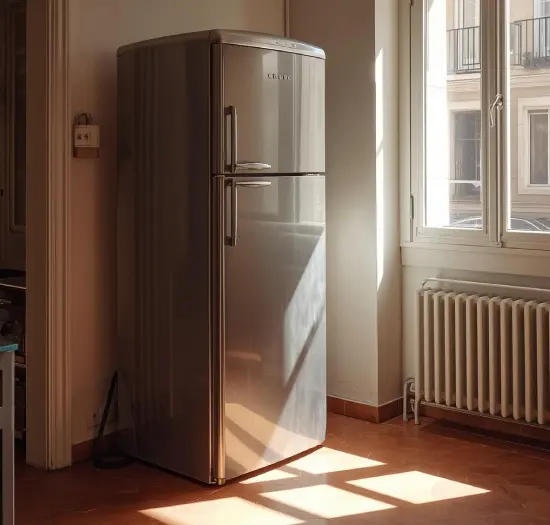 Frigorífico combi de gran capacidad en una cocina familiar luminosa en L'Hospitalet.